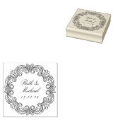 Barok Scrollwork Houten Huwelijksnaam Datum Rubberstempel (Gestempeld)