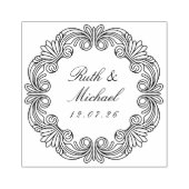  Barok Scrollwork Houten Huwelijksnaam Datum Rubberstempel (Afrduk)