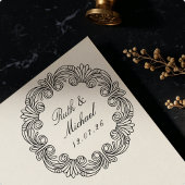  Barok Scrollwork Houten Huwelijksnaam Datum Rubberstempel