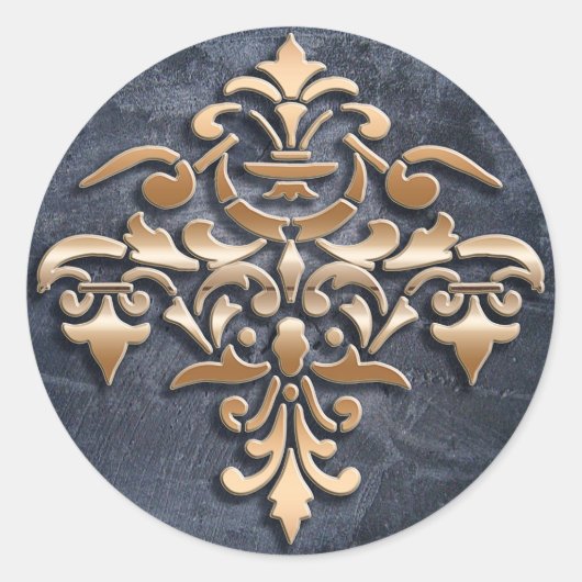 Barok stijl element op grunge achtergrond. ronde sticker (Voorkant)