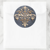 Barok stijl element op grunge achtergrond. ronde sticker (Tas)