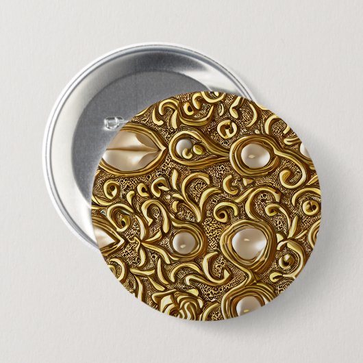 Barok stijl gepolijst goud bloemenpatroon ronde button 7,6 cm (Voorkant /achterkant)