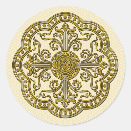Barok stijl medaillon in Antiek goud Ronde Sticker (Voorkant)