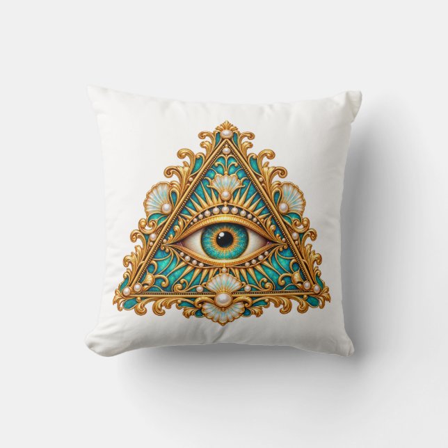 Barok Teal Oog Kussen (Voorkant)