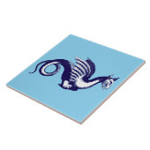 Barok tijdperk blauw en wit middeleeuwse draak tegeltje (Zijkant)