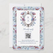 Barok Toile Foto Trouwuitnodiging met QR-code Kaart (Achterkant)