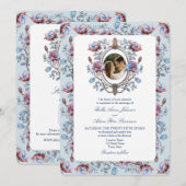 Barok Toile Fotobruiloft Uitnodigen met QR-code Kaart (Voorkant / Achterkant)