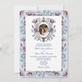 Barok Toile Fotobruiloft Uitnodigen met QR-code Kaart (Voorkant)