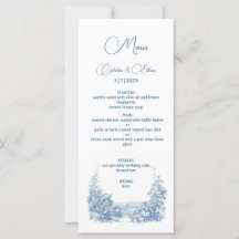 Barok Typografie Dusty Blue bruiloft Menu