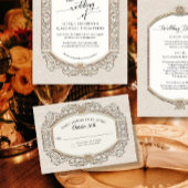  barok Victoriaans ivoor en gouden bruiloft RSVP Kaartje