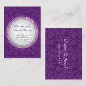 Barok Violet Plaque bruiloft receptie Kaart (Voorkant / Achterkant)