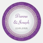 Barok Violet Plaque Bruiloft Sticker (Voorkant)