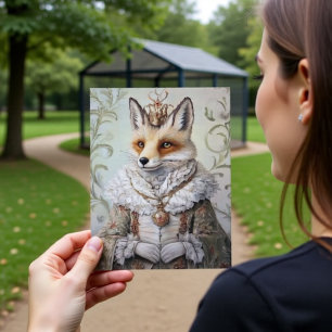 Barok Vos Koninklijke Koningin Portret Ontwerp Briefkaart