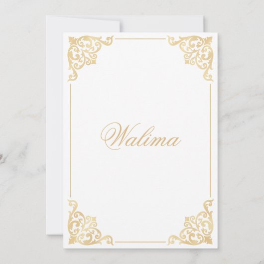 Barok Walima Wit Islamitisch Moslim Bruiloft Kaart (Achterkant)
