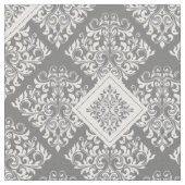  barok wit grijs Damask Stof (Close Up)