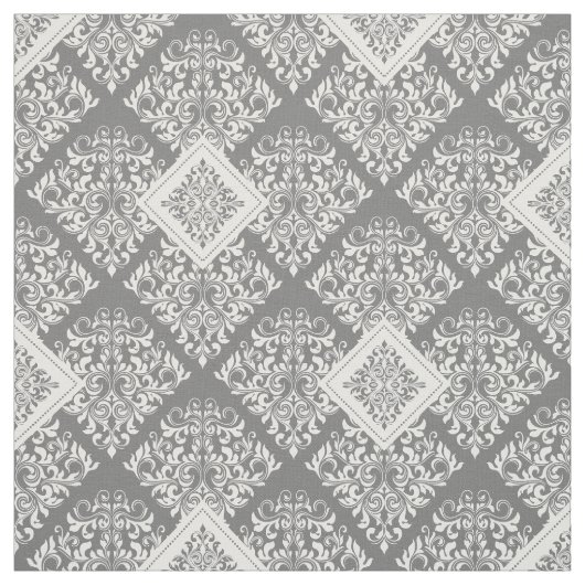  barok wit grijs Damask Stof (Swatch)