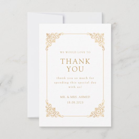 Barok  witgoud Lijst moslim bruiloft Bedankkaart (Voorkant)
