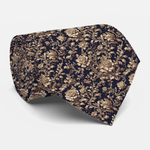 Barok Zwart & Goud Bloemen stropdas