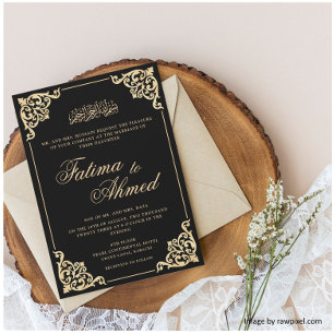 Barok Zwart Nikah Islamitisch Moslim Bruiloft Kaart