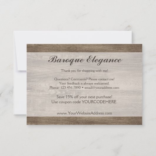 barokaas met bijtende barnhout Dank u wel Aankondiging (Achterkant)