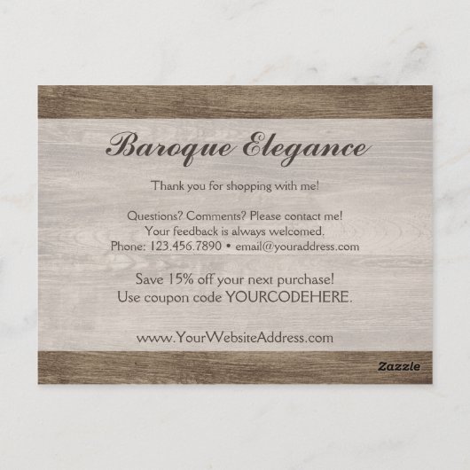  barokaas met bijtende barnhout Dank u wel Briefkaart (Achterkant)