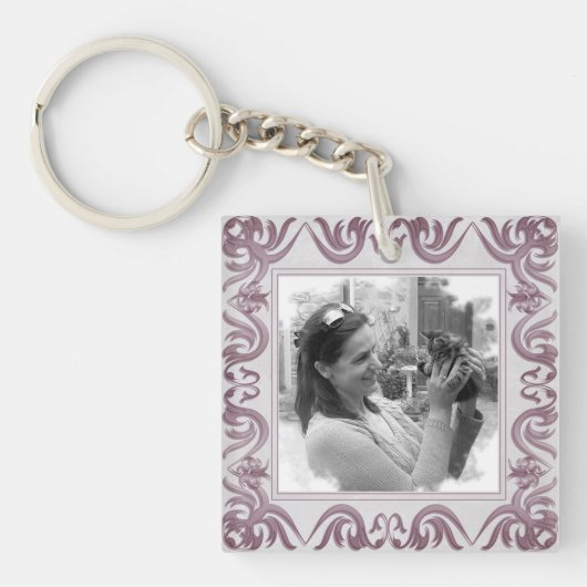Barokachtige retro grunge lijst. Je foto. Sleutelhanger (voorkant)