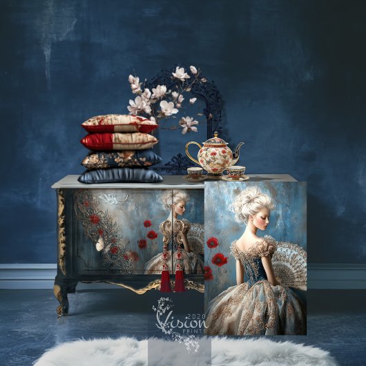 Barokbal, Elegant Rococo Portret & Klaprozen Tissuepapier