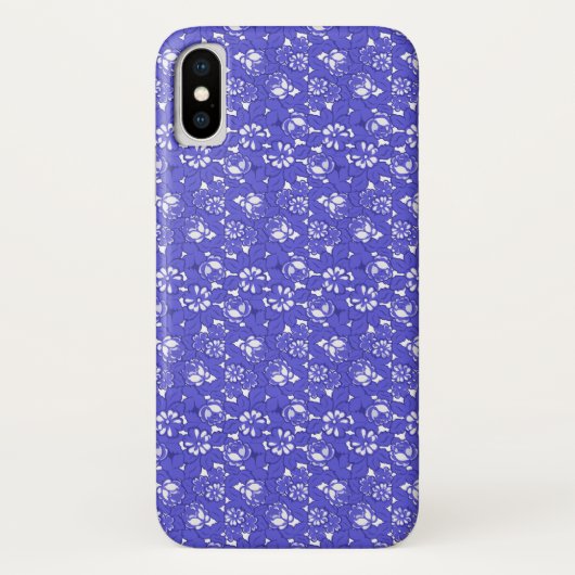 Barokbehang - blauw bloempatroon Case-Mate iPhone case (Achterkant)