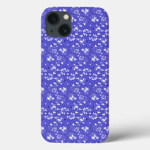 Barokbehang - blauwe bloempatroon Case-Mate iPhone case