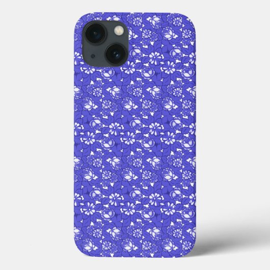 Barokbehang - blauwe bloempatroon Case-Mate iPhone case (Achterkant)