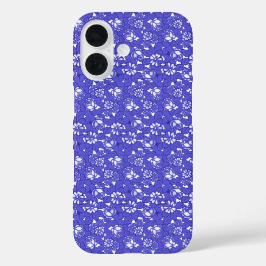 Barokbehang - Blauwe Bloempatroon Case-Mate iPhone Case (Achterkant)