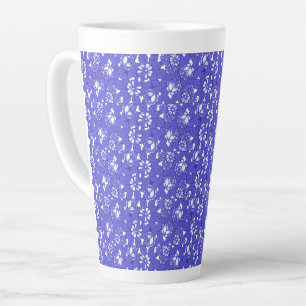 Barokbehang - blauwe bloempatroon latte mok