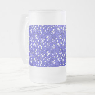 Barokbehang - blauwe bloempatroon matglas bierpul