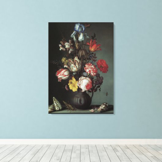  Barokbloemen van Balthasar van der Ast Canvas Afdruk (Insitu (Houten vloer))