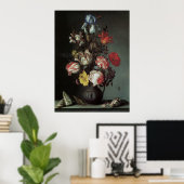 Barokbloemen van Balthasar van der Ast Poster (Thuiskantoor)