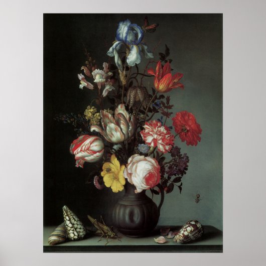 Barokbloemen van Balthasar van der Ast Poster (Voorkant)