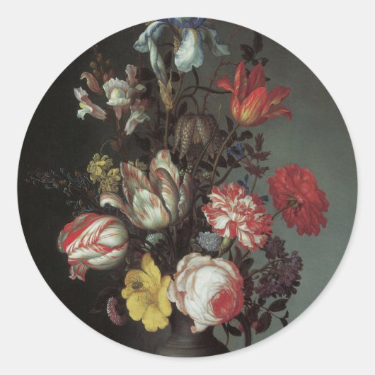  Barokbloemen van Balthasar van der Ast Ronde Sticker (Voorkant)