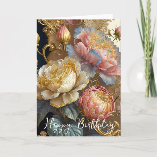 Barokbloemen verjaardag kaart (Voorkant)