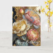 Barokbloemen verjaardag kaart (Gele Bloem)