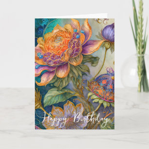 Barokbloemen verjaardag kaart