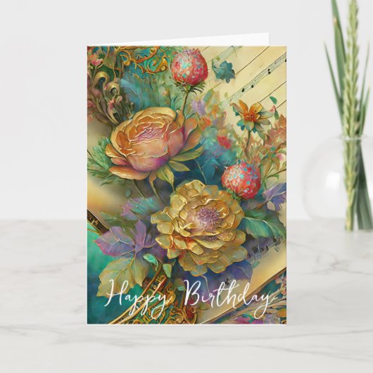 Barokbloemen verjaardag kaart (Voorkant)