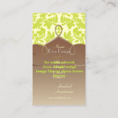 Barokdemask in kalkgroen/chocoladebruin visitekaartje (Achterkant)