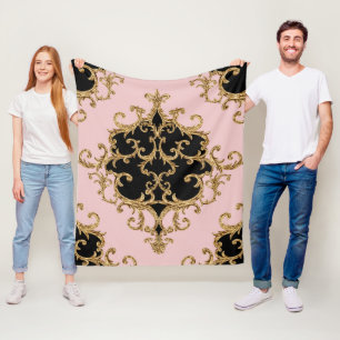 Barokes ornamentaal gouden patroondeken fleece deken