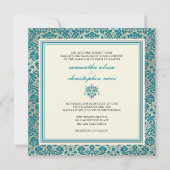 Barokfaux folielace/blauwgroen uitnodigingen (Achterkant)
