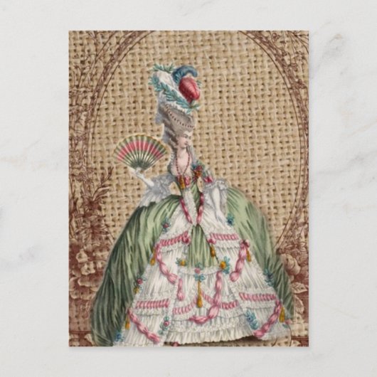 barokfrans burlap Marie Antoinette Briefkaart (Voorkant)