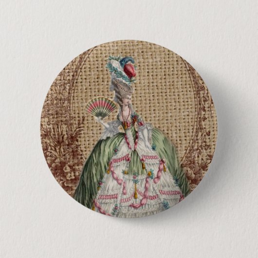 barokfrans burlap Marie Antoinette Ronde Button 5,7 Cm (Voorkant)