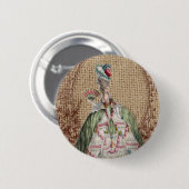 barokfrans burlap Marie Antoinette Ronde Button 5,7 Cm (Voorkant /achterkant)