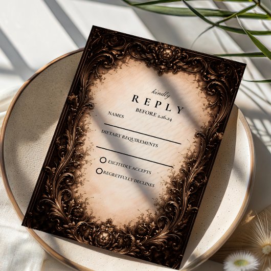 Barokgotische kaderhuwelijk RSVP kaartje