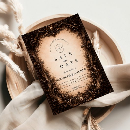Barokgotische kaderhuwelijk save the date