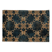 Barokgouden elementen, donker blauwgroen naadloos. kussensloop (Achterkant)